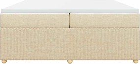 vidaXL Κρεβάτι Boxspring με Στρώμα Κρεμ 200x200 εκ. Υφασμάτινο