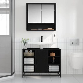 vidaXL Ράφι Τοίχου Μαύρη Οξυά 65 x 20 x 60 εκ