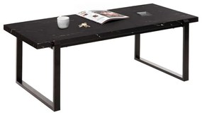 Τραπέζι Σαλονιού HM9585.01 120x60x46cm Με Μαύρη Μεταλλική Βάση Εφέ Μαρμάρου Black Mdf,Μέταλλο