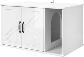vidaXL Σπίτι Γάτας Λαμπερό Λευκό 85 x 55 x 50 εκ. Επεξεργασμένο ξύλο