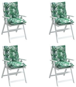 vidaXL Μαξιλάρια Καρέκλας Χαμηλή Πλάτη 4 τεμ. Σχέδιο με Φύλλα Ύφασμα