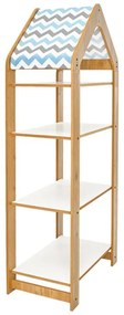 Ραφιέρα Montessori Zoilen II φυσικό-λευκό-μπλε mdf 50x30x120εκ 50x30x120 εκ.