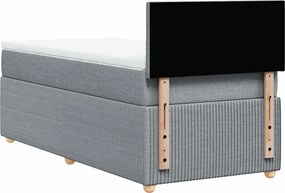 vidaXL Κρεβάτι Boxspring με Στρώμα Ανοιχτό Γκρι 90x190 εκ. Υφασμάτινο