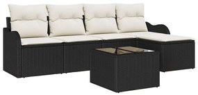 vidaXL Σετ Καναπέ Κήπου 6 pcs Μαύρο συνθετικό ρατάν