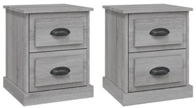 vidaXL Κομοδίνα 2 τεμ. Γκρι Sonoma 39x39x47,5 εκ. Επεξεργασμένο Ξύλο