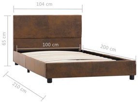 vidaXL Πλαίσιο Κρεβατιού Καφέ 100 x 200 εκ. από Συνθετικό Καστόρι