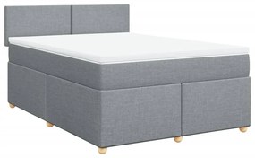 vidaXL Κρεβάτι Boxspring με Στρώμα Ανοιχτό Γκρι 140x190 εκ. Υφασμάτινο