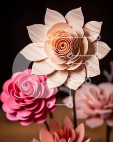 Intra Συλλεκτικό Ξύλινο Παζλ Plywood  4mm - Μπουκέτο λουλουδιών από χαρτί Σε Ξύλινο Κουτί - Διαστάσεις Puzzle: 10x10 cm – 25 κομμάτια