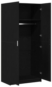 vidaXL Ντουλάπα  Μαύρο Δρυς 80x51x180 εκ Επεξεργασμένο Ξύλο