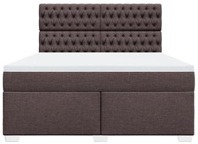 Κρεβάτι Boxspring με Στρώμα Σκούρο Καφέ 180x200 εκ Υφασμάτινο - Καφέ