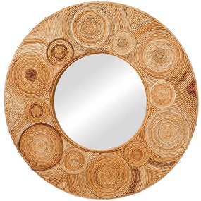 Καθρέπτης Τοίχου Klare 337-000016 Φ80cm Natural Inart Ξύλο