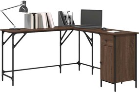 vidaXL Γραφείο Καφέ Δρυς 141x141x75 εκ. από Επεξεργασμένο Ξύλο