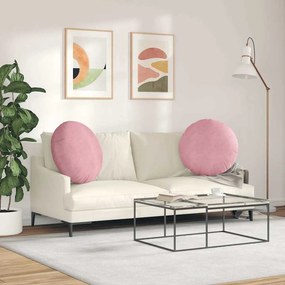 vidaXL Μαξιλάρια καθισμάτων 2 pcs Βελούδο Ροζ Ø60 x 21 εκ