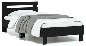 vidaXL Πλαίσιο Κρεβατιού με Κεφαλάρι Μαύρο 75x190 εκ. Επεξ. Ξύλο