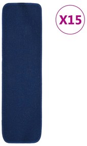 vidaXL Πατάκια Σκάλας Αντιολισθ. Ορθογώνια 15 τεμ. Ναυτ.Μπλε 75x20 εκ.