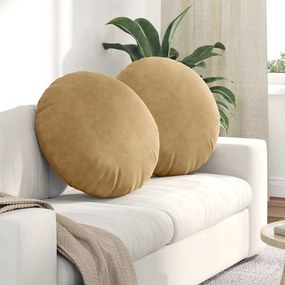 vidaXL Μαξιλάρια καθισμάτων 2 pcs Καφέ Ø60 x 21 εκ Βελούδο