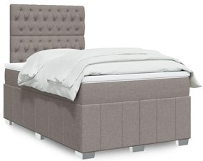 vidaXL Κρεβάτι Boxspring με Στρώμα Taupe 120x200 εκ. Υφασμάτινο
