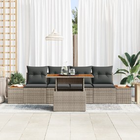 vidaXL σετ κήπου 5 τεμαχίων  με μαξιλάρια γκρι πολυκαρβονικό ρατάν ακακία