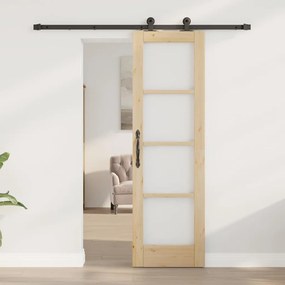 vidaXL Συρόμενη Πόρτα Καφέ 61 x 198.5 εκ. Ξύλο και μέταλλο
