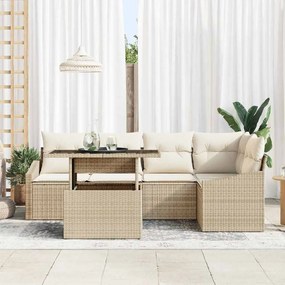 vidaXL Σετ Καναπέ Κήπου 6 pcs μπεζ και κρεμ 100 x 55 x 73 εκ