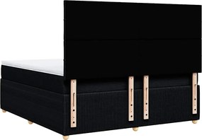 vidaXL Κρεβάτι Boxspring με Στρώμα Μαύρο 180x200 εκ. Υφασμάτινο