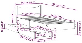 ΠΛΑΙΣΙΟ ΚΡΕΒΑΤΙΟΥ ΜΕ ΣΥΡΤΑΡΙΑ ΛΕΥΚΟ 75X190ΕΚ. ΜΑΣΙΦ ΠΕΥΚΟ 3301930