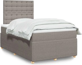 vidaXL Κρεβάτι Boxspring με Στρώμα Taupe 120x200 εκ. Υφασμάτινο