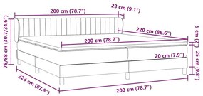 Κρεβάτι με στρώματα ροζ 200x220 cm Βελούδινο - Ροζ