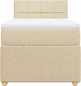 vidaXL Κρεβάτι Boxspring με Στρώμα Κρεμ 100 x 200 εκ. Υφασμάτινο