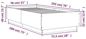 Πλαίσιο Κρεβατιού Καφέ Δρυς 75x190 εκ. Επεξεργασμένο Ξύλο - Καφέ