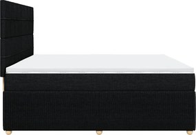 vidaXL Κρεβάτι Boxspring με Στρώμα Μαύρο 200x200 εκ. Υφασμάτινο