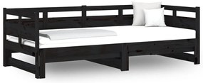 vidaXL Καναπές Κρεβάτι Συρόμενος Μαύρος 2x(90x190) εκ. Μασίφ Πεύκο