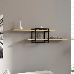 Megapap Ραφιέρα Τοίχου Mone Sapphire Oak - Μαύρο 120x18x30εκ.