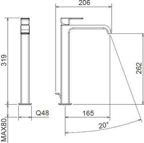 La Torre Profili Plus 46501 Chrome  - Μπαταρία για επιτραπέζιο νιπτήρα