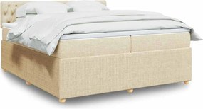 vidaXL Κρεβάτι Boxspring με Στρώμα Κρεμ 200x200 εκ. Υφασμάτινο