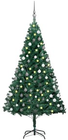 vidaXL Χριστουγεν Δέντρο Προφωτισμένο Τεχνητό Μπάλες Πράσινο 180εκ PVC