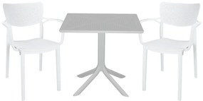 Τραπεζαρία κήπου Groovy-Fontline pakoworld σετ 3τεμ PP λευκό 80x80x74,5εκ.