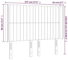 vidaXL Κεφαλάρι Κρεβατιού LED Κρεμ 147x16x118/128 εκ. Υφασμάτινο