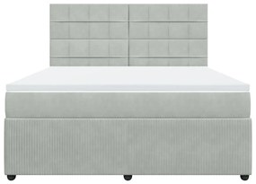 Κρεβάτι Boxspring με Στρώμα Ανοιχτό Γκρι 180x200 εκ. Βελούδινο - Γκρι