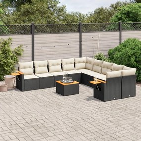vidaXL Patio Sofa Set 11-θέσια Black and Cream