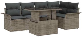 vidaXL Σετ Καναπέ Κήπου με μαξιλάρι 6 pcs Γκρι Πολυ ράταν