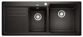 Blanco Naya 8 S Black SILGRANIT™ PuraDur™ Γρανιτένιος Νεροχύτης Ένθετος με 2 Γούρνες και Ποδιά Αριστερά 116x50cm
