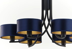 Κρεμαστό Πολύφωτο Arthur Φ78cm Μαύρο με Μπλε Ύφασμα