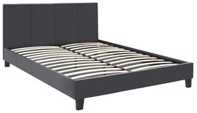 Κρεβάτι Flat Megapap από τεχνόδερμα χρώμα μαύρο ματ 150x200εκ.