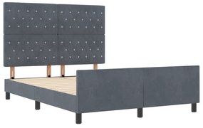 vidaXL Κρεβάτι Σκελετός Σκούρο Γκρί 160x200 εκ Βελούδο