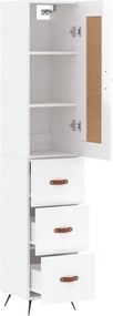 vidaXL Ντουλάπι Γυαλ. Λευκό 34,5 x 34 x 180 εκ. από Επεξεργασμένο Ξύλο