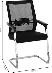 Καρέκλα γραφείου επισκέπτη Chromatic pakoworld μέταλλο-mesh μαύρο
