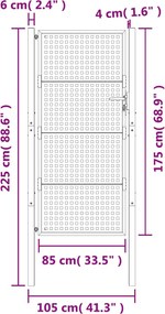 vidaXL Πόρτα Κήπου Ανθρακί 100x175 εκ. Ατσάλι