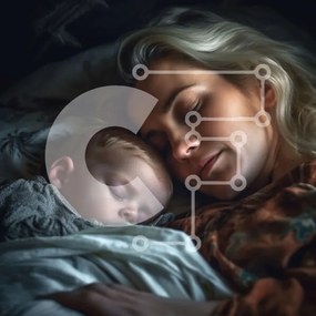 Intra Συλλεκτικό Ξύλινο Παζλ Plywood 4mm - Μητέρα και παιδί κοιμούνται μαζί στο κρεβάτι Σε Ξύλινο Κουτί - Διαστάσεις Puzzle: 10x10 cm – 25 κομμάτια