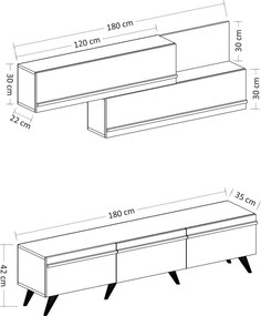 Σύνθεση Τηελόρασης - Amsterdam - Χρώμα Λευκό - 180x35x42εκ